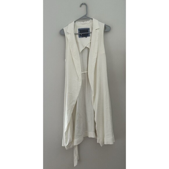 Anthropologie Draped Longline Vest White Wrapped Tie duster size XS/S bohochich - Picture 1 of 5